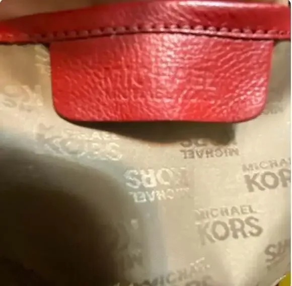 Michael Michael Kors Signature Monogram Canvas Tote with Red Leather Handles - Picture 3 of 5